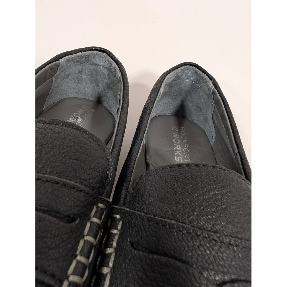 Rockport Works RK600 Penny Loafer 6.5M Black Leather Slip Resistant Safety Shoe